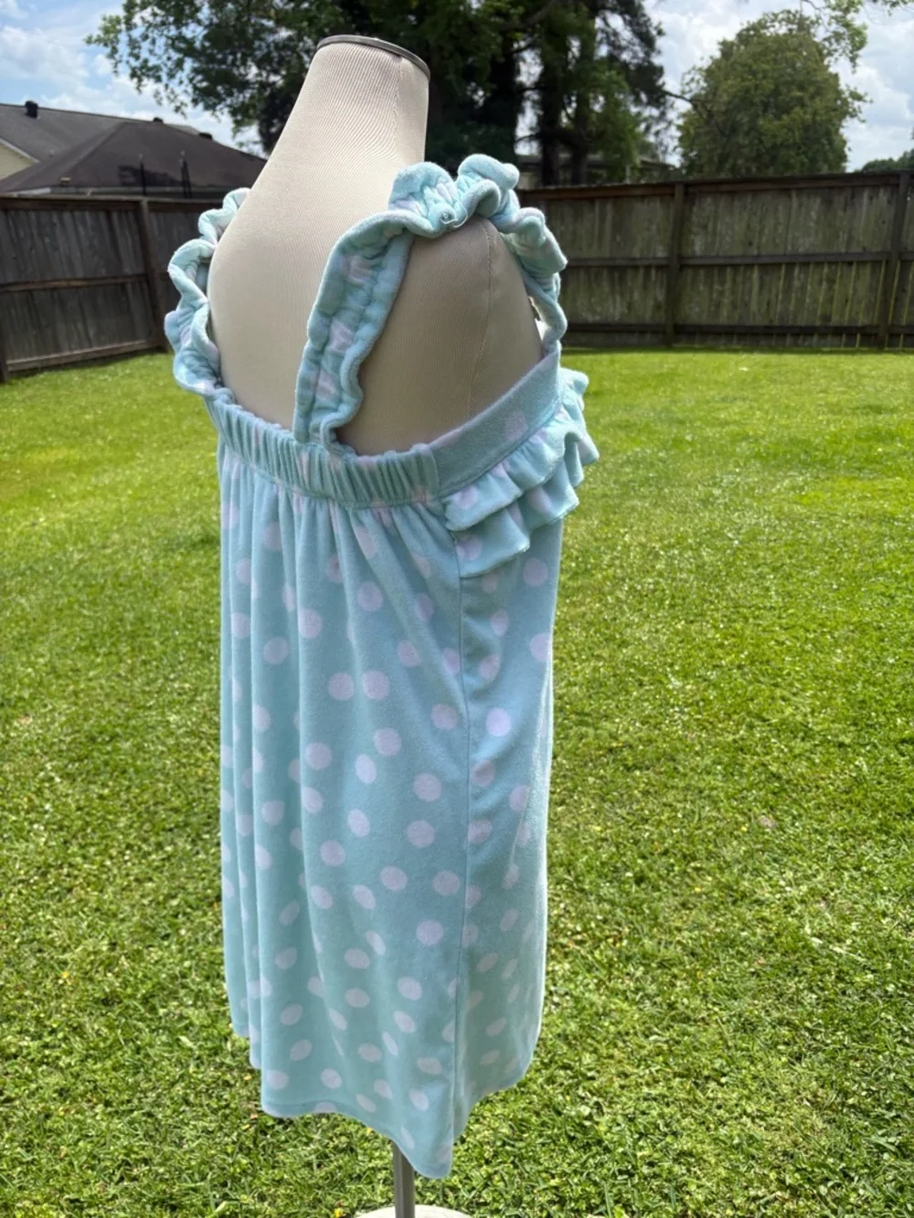 Jasmine & Ginger mint green polka dot wrap towel in small/medium GUC